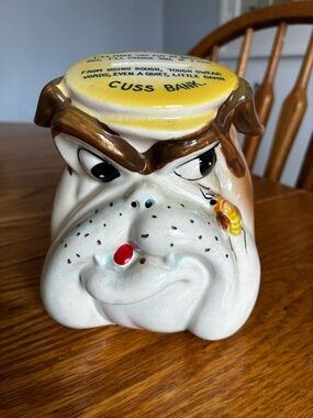 ‘Cuss Bank’ Bulldog Ceramic Coin Bank